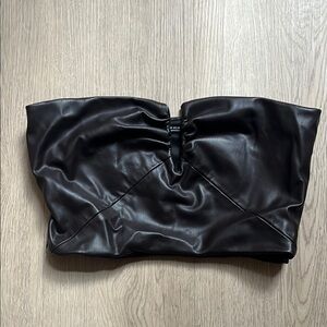 Zara Dark Brown/Burgundy Faux Leather Top